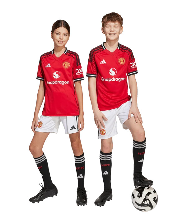 adidas manchester united kratke hlače home 20252026 dječje bijele
