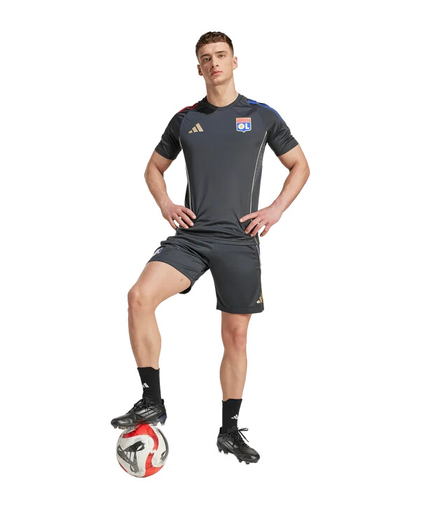 adidas olympique lyon kratke hlače za trening sive boje