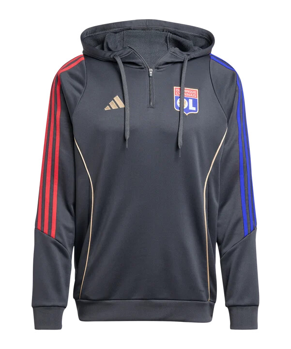 adidas olympique lyon majica s kapuljačom za trening siva