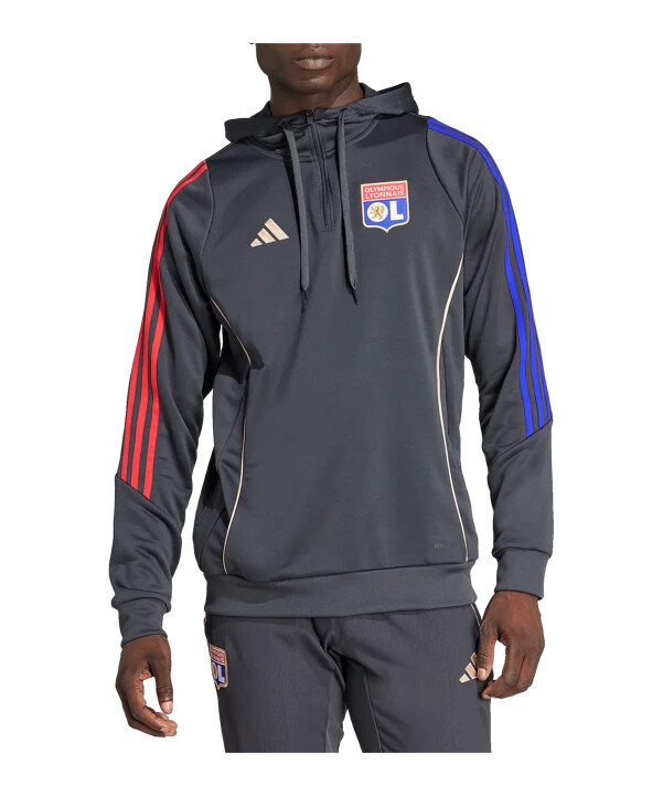 adidas olympique lyon majica s kapuljačom za trening siva