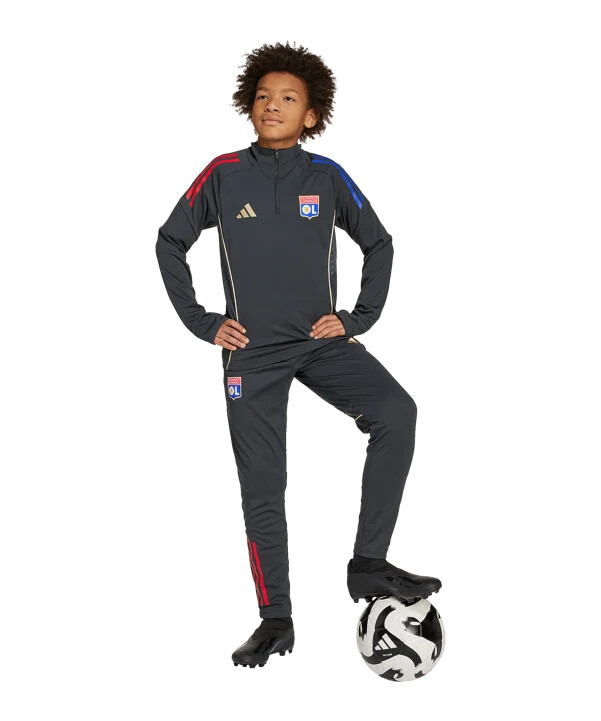 adidas olympique lyon hlače za trening dječje sive