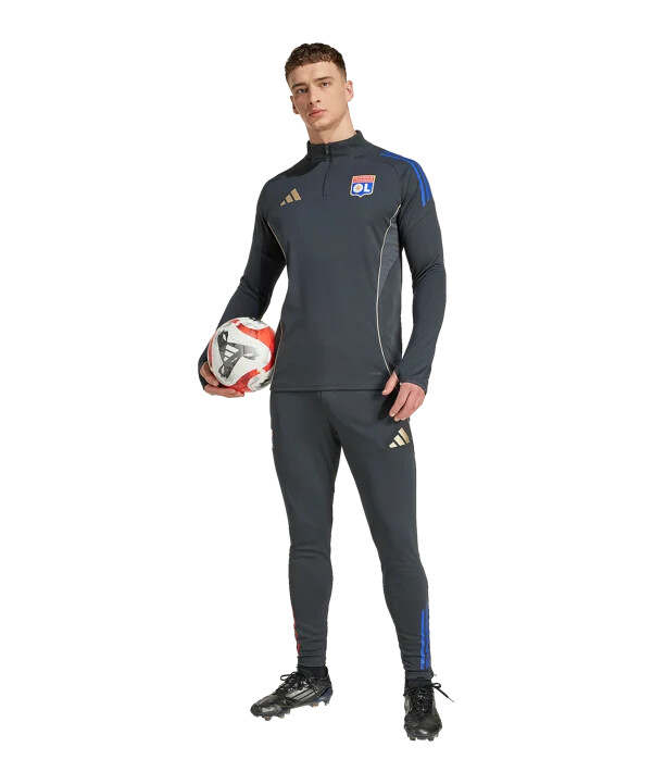 adidas olympique lyon trening hlače sive