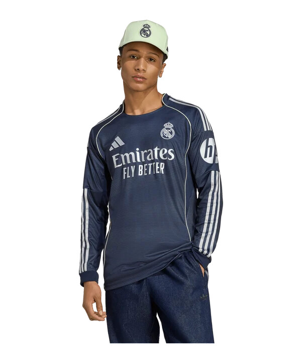 adidas real madrid gostujući dres dugih rukava 20252026 plavi