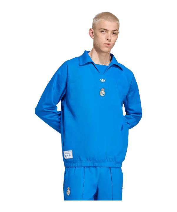 adidas real madrid icon drill majica s kapuljačom plava