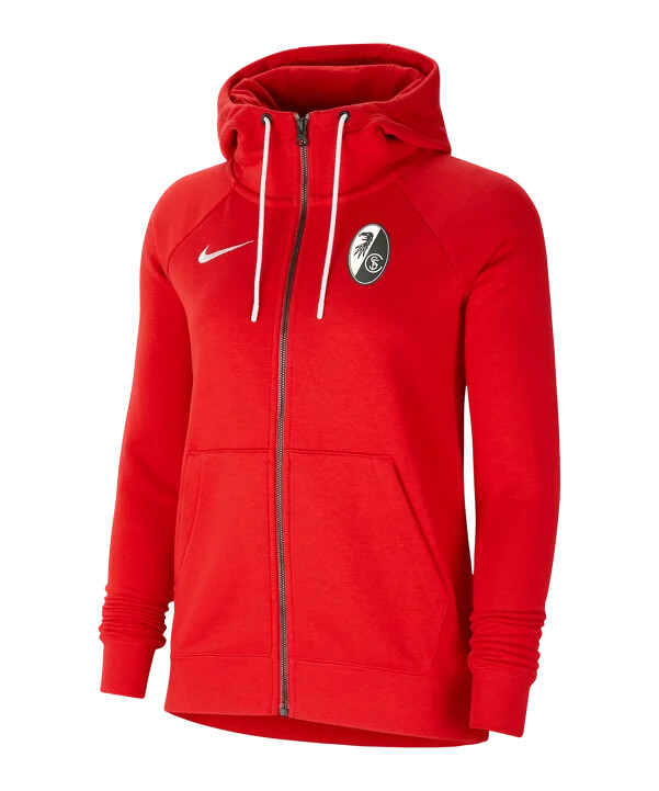 nike sc freiburg flis jakna s kapuljačom za žene crvena f657